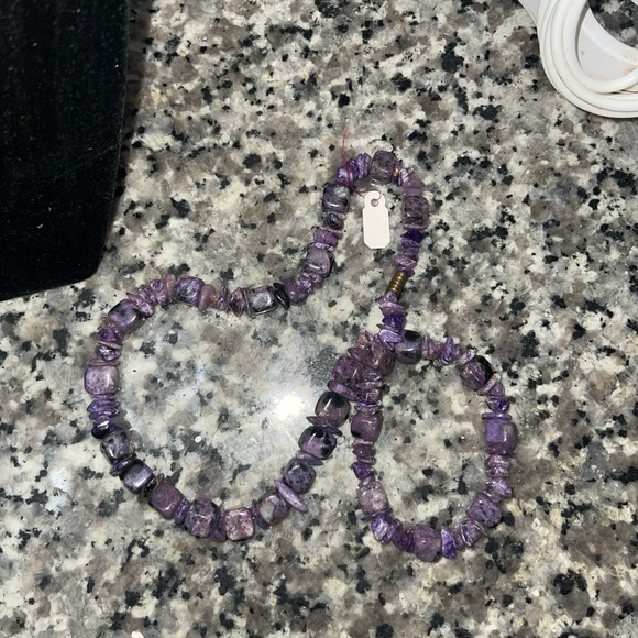 Vintage Amethyst raw stone large heavy purple necklace - Picture 2 of 5